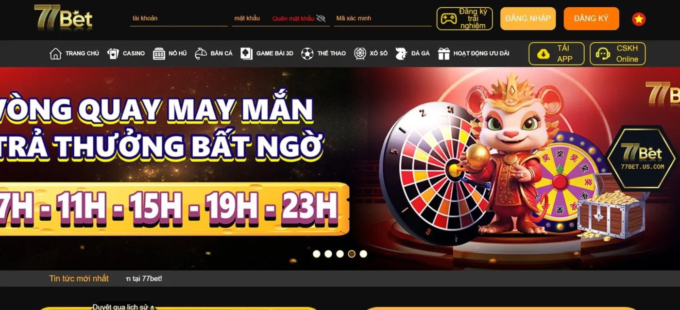 Giao diện 77bet đẹp mắt